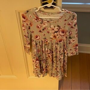 NWT Posh Peanut Long Sleeve Dress in Millicent Floral Print 2T